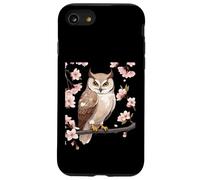 Gufo su Ramo Fiorito - Illustrazione in Stile Cartoon Custodia per iPhone SE (2020) / 7 / 8