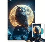 Gufo su una roccia illuminata dalla luna - Puzzle da 1000 pezzi per adulti - Gioco di sfida mentale - Divertimento assicurato - Taglio di qualità (50x75cm)