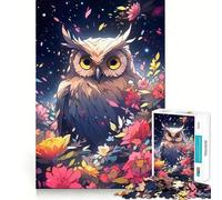 Gufo tra i fiori di notte - Puzzle per adulti da 1000 pezzi - Gioco di logica - Assemblaggio lento e piacevole - Regalo perfetto (50x75cm)