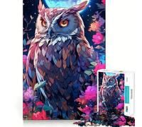 Gufo tra i fiori di notte - Puzzle per adulti da 1000 pezzi - Gioco di logica - Montaggio lento e divertente - Regalo perfetto (38x26cm)