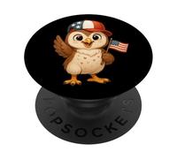 Gufo Uccello Bandiera USA 4 luglio Giorno dell'Indipendenza Ragazzi Ragazze Bambini PopSockets PopGrip Adesivo