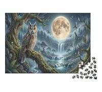 GufoPuzzle Fai Da Te 1000 Pezzi Allenamento Cognitivo Foresta illuminata dalla luna Cartone Spesso Anziani, Miglioramento Memoria, Regalo Amatori 38x26cm/1000pcs