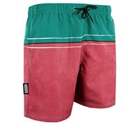 GUGGEN Mountain Costume da bagno da uomo, ad asciugatura rapida, 1607, con coulisse, da spiaggia, da uomo, con strisce verdi, rosso, rosso vinaccia, verde e rosso, 4XL