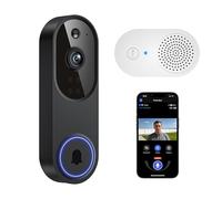 Guggre citofono video wireless 1080p + campanello interno, sicurezza avanzata con rilevamento umano tramite intelligenza artificiale, audio bidirezionale, visione notturna, archiviazione su cloud AES