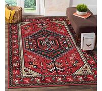 GUGJHFVH Kurzflor Teppich Wohnzimmer Schlafzimmer, Arbeitszimmer, Büro, Flur, Küche Dekoration Teppich Abstraktes Geometrisches Rot Im Retro-Stil, 180 x 270 cm
