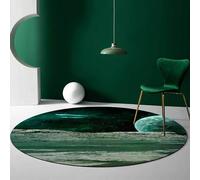 GUGJHFVH Rotondo Pelo Corto Tappeto Camera da Letto Soggiorno Ingresso ø 70 cm antiscivolo Tappeto Tappeto Moderno Rotondo Con Stampa Pianeta Verde