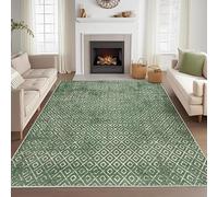 GUGJHFVH Soggiorno Morbido Tappeto, Tappeto a Pelo Corto Camera da Letto Sala da Pranzo antiscivolo Lavabile Tappeto Decor Rombo Astratto Moderno Verde, 200 x 290 cm