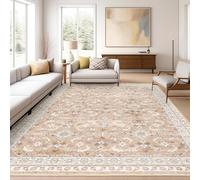 GUGJHFVH Soggiorno Morbido Tappeto, Tappeto a Pelo Corto Camera da Letto Sala da Pranzo antiscivolo Lavabile Tappeto Decor Motivo Etnico Retrò Beige, 200 x 290 cm