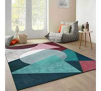 GUGJHFVH Tappeti Soggiorno Tappeto Antiscivolo Morbido Tappeto per camera da letto, sala da pranzo, Ufficio ,Giunzioni geometriche triangolari blu, grigie e rosse,150 x 210 cm