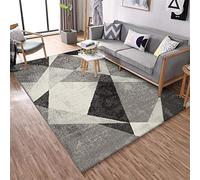 GUGJHFVH Tappeto a pelo corto, morbido, per soggiorno, per camera da letto, ingresso e cucina,Geometria irregolare nera, bianca e grigia,90 x 150 cm