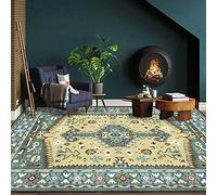 GUGJHFVH Tappeto antiscivolo per Cucina Scala Corridoio Tappeto D'Ingresso Lavabile Tappeto Retrò Geometrico Floreale Verde, 60 x 90 cm