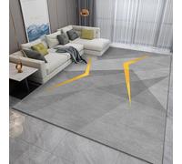 GUGJHFVH Tappeto da Salotto antiscivolo E Lavabile, da Letto Sala da Pranzo Camera Corridoio Tappeto Decorativo Moderno Geometrico Grigio, 150 x 210 cm