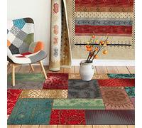 GUGJHFVH Tappeto da salotto Lavabile Antiscivolo per camera da letto Balcone Tappet，Giunzioni con motivi geometrici colorati，130 x 190 cm