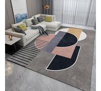 GUGJHFVH Tappeto Entrata Interno,Camera da Letto, Soggiorno antiscivolo, Di Facile Manutenzione Moderno Geometrico Grigio, 90 x 160 cm