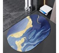 GUGJHFVH Tappeto Ovale Da Salotto Camera Da Letto Sala Da Pranzo, Fondo Antiscivolo Lavabile Retro Inchiostro Astratto Blu Giallo, 80 x 120 cm