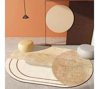 GUGJHFVH Tappeto Ovale Salotto Corridoio Cameretta Lavabile Con Fondo Antiscivolo Tappeto A Pelo Corto Tappeto Moderno a Righe Geometriche Marroni e Gialle, 90 x 150 cm
