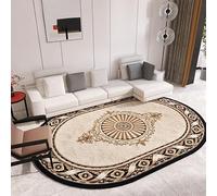 GUGJHFVH Tappeto Ovale Salotto,Pelo Corto Camera Da Letto,Tappetino Per Letto,Lavabile Tappeti Interno Tappeto Moderno Modello Etnico Marrone e Giallo, 160 x 230 cm