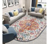GUGJHFVH Tappeto Ovale Soggiorno Camera Da Letto Tappetino Per Letto,Divano,Arredamento Ornamenti Tappeto Retrò Invecchiato Floreale Arancione Blu, 150 x 200 cm