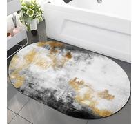GUGJHFVH Tappeto Ovale Soggiorno Corridoio, Lavabile Antiscivolo Cameretta Ufficio Palestra Retro Vecchio Inchiostro Giallo Grigio, 60 x 100 cm