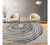 GUGJHFVH Tappeto Quadrata 140 x 140 cm da Salotto antiscivolo E Lavabile, da Letto Sala da Pranzo Camera Corridoio Tappeto Decorativo Tappeto A Righe Astratte Blu/Grigio