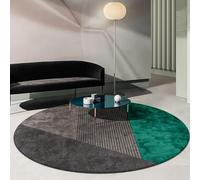GUGJHFVH Tappeto Rotondo ø 160 cm Salotto Cameretta Sala da Pranzo Lavabile Pelo Corto Grande ampio Ta antiscivolo Moderna Giunzione Geometrica Grigio-Verde Invecchiata