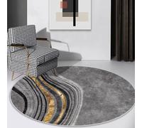 GUGJHFVH Tappeto Rotondo da Salotto antiscivolo E Lavabile ø 140 cm, da Letto Sala da Pranzo Camera Ufficio Tappeto Decorativo Strisce Astratte Retrò Grigie