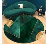 GUGJHFVH Tappeto Rotondo Salotto Pelo Corto Tappeto Camera da Letto Lavabile ø 130cm, Tappeti Grandi antiscivolo Morbido Verde Di Giuntura Geometrica Moderna