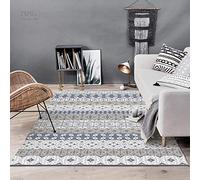 GUGJHFVH Tappeto Sala da pranzo Antiscivolo per Corridoio, Ufficio, Palestra,Geometria moderna semplice grigia e bianca,90 x 150 cm