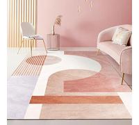 GUGJHFVH Tappeto Salotto, Camera da Letto Grandi Dimensioni Soffice Tappeto antiscivolo, Facile da Curare Home Tappeto Moderno Patchwork Geometrico Rosa, 200 x 300 cm