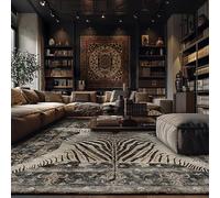 GUGJHFVH Tappeto Salotto, Camera da Letto Grandi Dimensioni Soffice Tappeto antiscivolo, Facile da Curare Home Tappeto Stampa Vintage Finta Zebrata Floreale Nero Grigio, 200 x 300 cm