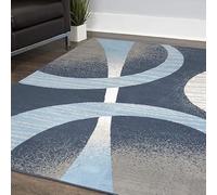 GUGJHFVH Tappeto Salotto Cameretta Corridoio Lavabile Pelo Corto Grande ampio Ta antiscivolo Linee Geometriche Moderne Blu, 180 x 230 cm