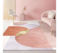 GUGJHFVH Tappeto Salotto Corridoio Cameretta Lavabile Con Fondo antiscivolo Tappeto a Pelo Corto Moderno Patchwork Geometrico Rosa, 120 x 170 cm