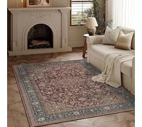 GUGJHFVH Tappeto Salotto Corridoio Cameretta Lavabile Con Fondo antiscivolo Tappeto a Pelo Corto Stile Etnico Retrò Marrone Rosso, 120 x 170 cm