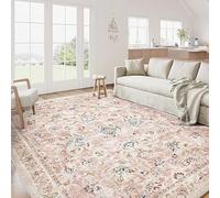 GUGJHFVH Tappeto Salotto Corridoio Cameretta Lavabile Con Fondo antiscivolo Tappeto a Pelo Corto Stile Etnico Retrò Piccolo Floreale Rosa, 120 x 170 cm