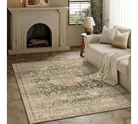 GUGJHFVH Tappeto Salotto Corridoio Cameretta Lavabile Con Fondo antiscivolo Tappeto a Pelo Corto Verde Etnico Retrò, 120 x 170 cm