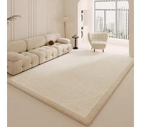 GUGJHFVH Tappeto Salotto Pelo Corto Tappeto Camera da Letto Lavabile, Tappeti Grandi antiscivolo Morbido Tappeto Moderno In Imitazione Cashmere A Righe Beige/Bianco, 150 x 200 cm
