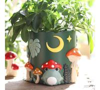 GUGUGO Vasi colorati da giardino a forma di rana, graziose e uniche fioriere per piante grasse con drenaggio, piccoli funghi arcobaleno, per piante da interno, decorazione eclettica divertente per la