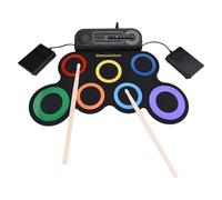 Gugxiom Batteria Elettrica con Altoparlante, Kit di Batteria con 7 Pad e Rullo Manuale, Batteria Ricaricabile in Silicone con Pedale per Principianti e professionisti. (COLORFUL)