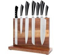 Gugxiom Blocco portacoltelli magnetico doppio sided, Acacia Wood Magnetic Knife Holder, Magnetic Knife Block, Magnetic Knife Block, senza coltello, supporto per coltelli per presentazione e
