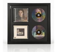 Gugxiom Cornice doppia per display CD, 14,2" x 12,8, firmata, con vero vetro, per montaggio a parete e tavolo, decorazione musicale per la casa