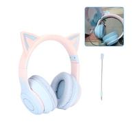 Gugxiom Cuffie Cat Ear, Cuffie da Gioco Wireless Tramite Bluetooth Cavo AUX da 5.1/3.5mm, Cuffie Pieghevoli con Luci LED a 7 Colori e 4 modalità LED per Ragazze, Adulti(Blu)
