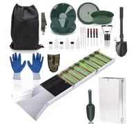Gugxiom Kit da 27 pezzi con scatola pieghevole da 127 cm, attrezzatura portatile in alluminio per miniere d'oro, include padella dorata, schermo classificatore ecc. Perfetto per principianti e