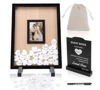 Gugxiom Libro degli ospiti per matrimonio, cornice in legno con oltre 90 cuori, alternativa al libro degli ospiti per matrimoni, baby shower, anniversari, feste di compleanno