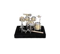 Gugxiom Mini Set di Batteria con Espositore e Base, Mini Kit di Batteria in Metallo, Set di Batteria per Strumenti Musicali in Miniatura, Mini Batteria per Regali Famiglie Amici