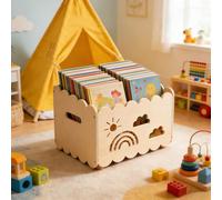 Gugxiom Montessori Libreria in legno per bambini - Ripiano per libri per bambini regolabile per cameretta dei bambini, presepe e sala giochi | Organizer multifunzione per giocattoli e libri (S)