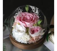 Gugxiom Rosa di Vetro, Rosa Eterna con LED, Rosa Stabilizzata Eterna Vetro per Il Compleanno, San Valentino, Natale (Rosa Sakura