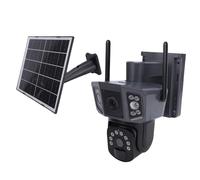 Gugxiom Telecamera Solare Esterna Wireless, Doppio Lente 2k 4g Ip66 Telecamere di Sicurezza Outdoor Wireless con Rotazione a 355 ° per Allevamenti Allevamenti di Fienili