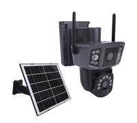 Gugxiom Telecamera Solare Outdoor Wireless, Doppio Lente 2K IP66 Telecamere di Sicurezza Outdoor Wireless con Rilevamento del Movimento di Inclinazione Pan per Casa