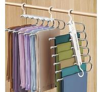 GUHAOOL 6 in 1 Grucce Pantaloni, 2 Pezzi Grucce Pantaloni Salvaspazio, Appendiabiti per Pantaloni Magici, Appendini Portatili Multifunzionali per Pantaloni, Sciarpe, Jeans, Asciugamani, Bianco