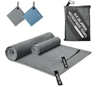 GUHAOOL Asciugamano Microfibra, Asciugamano in Microfibra 2 Set | 180x80cm & 100x50cm, Telo Mare Microfibra, Asciugamani in Microfibra ad Asciugatura Rapida per Viaggi, Spiaggia, Yoga (Grigio Scuro)